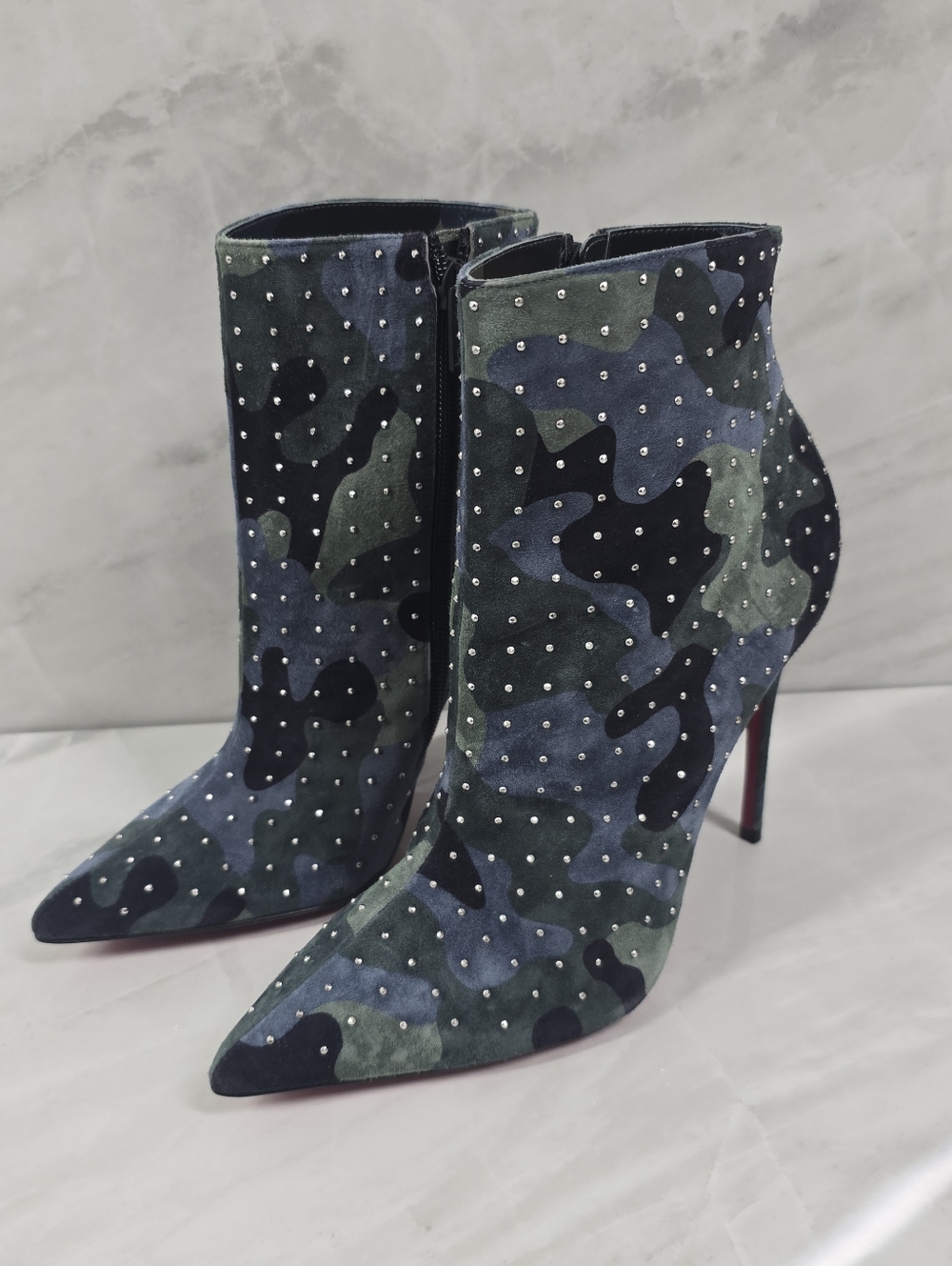 🔥RARE🔥 Christian Louboutin Camouflage Studded So Kate Booties